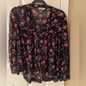 Beautiful button down top, boho, high-low shirt